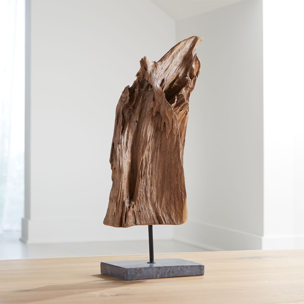 Teak Sculpture on Stand - Crate and Barrel | Havenly