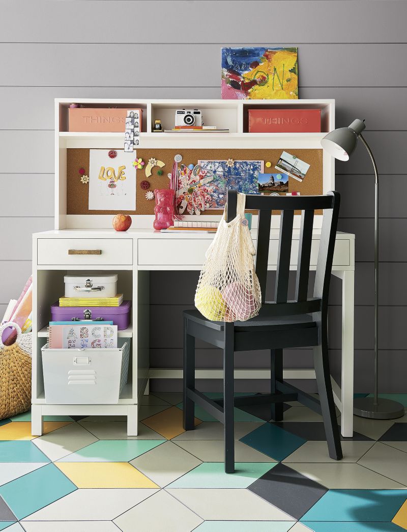 Kids Parke White Desk and Hutch