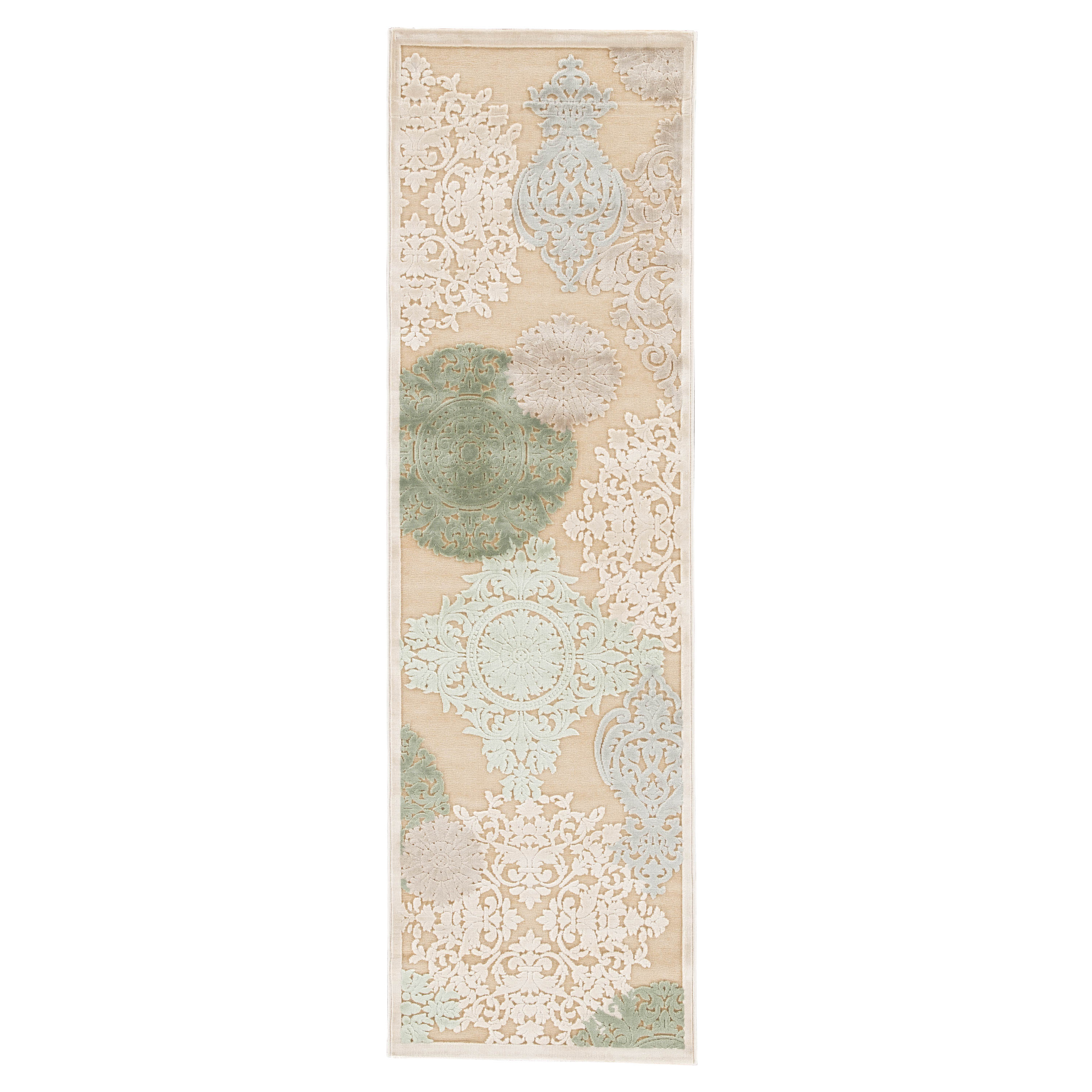 Wistful Medallion Beige/ Green Runner Rug (2'6