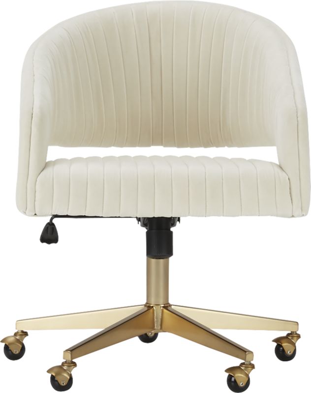 Channel Ivory Velvet Office Chair CB2 Havenly