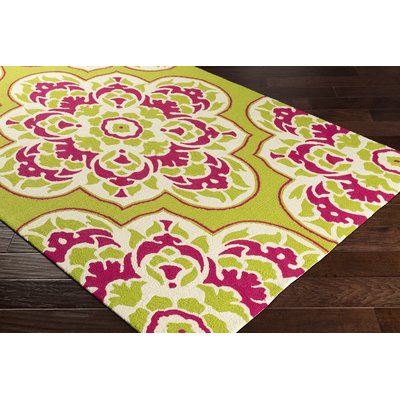 Pelchat Floral Hand-Hooked Lime Green/Pink Indoor/Outdoor Area Rug ...