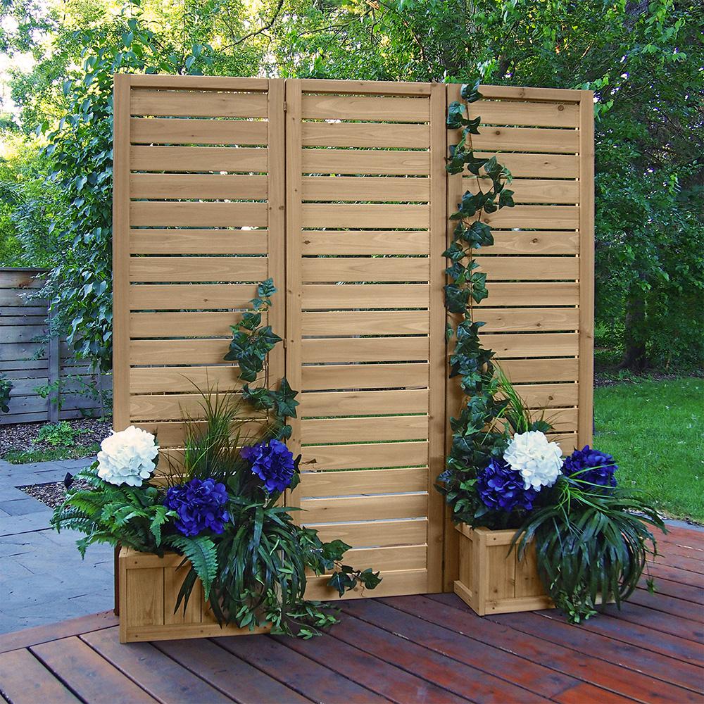 Yardistry 5' x 5' Wood Privacy Screen, Natural Cedar Stain Home Depot