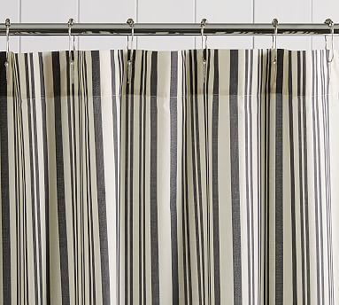 Pottery Barn Gray Antique Striped Shower Curtain 72” X 72” NWOT 