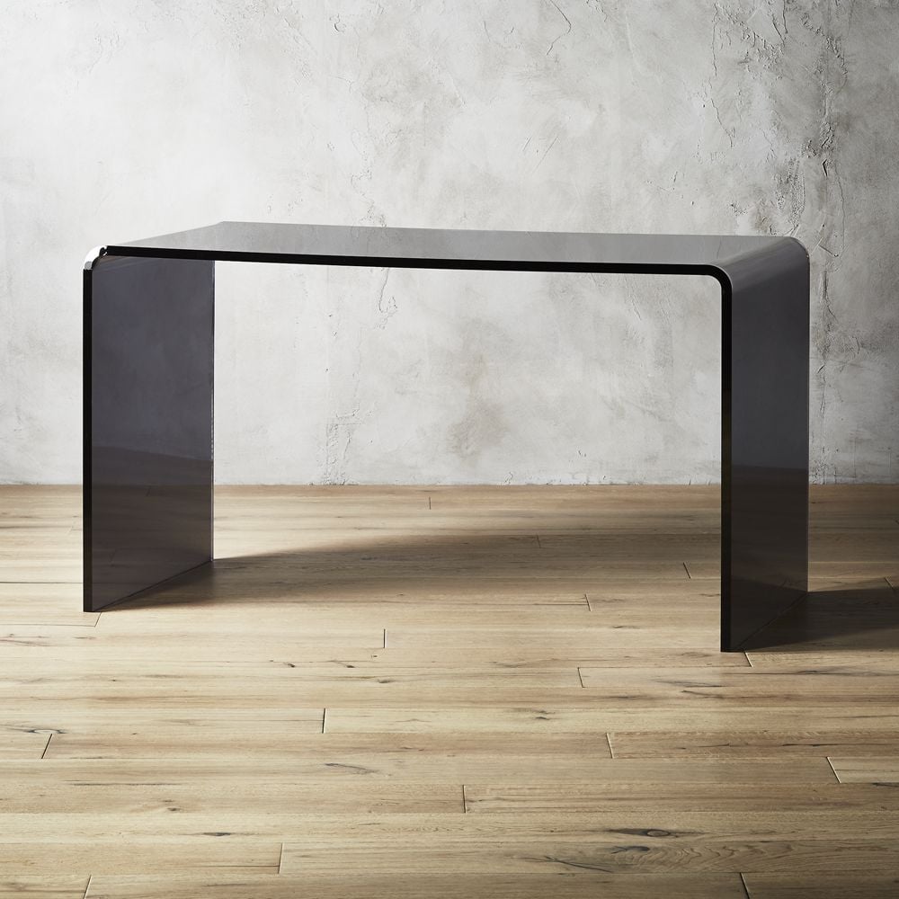 Peekaboo Smoke Acrylic Desk CB2 Havenly
