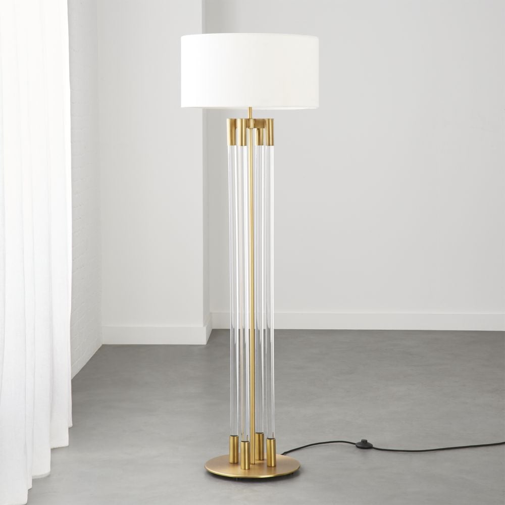Column Acrylic Floor Lamp with Brass CB2 Havenly
