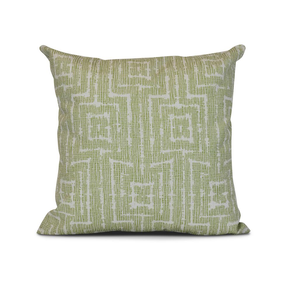 E by design Woven Tiki Geometric Print Pillow 16 x 16 Green 