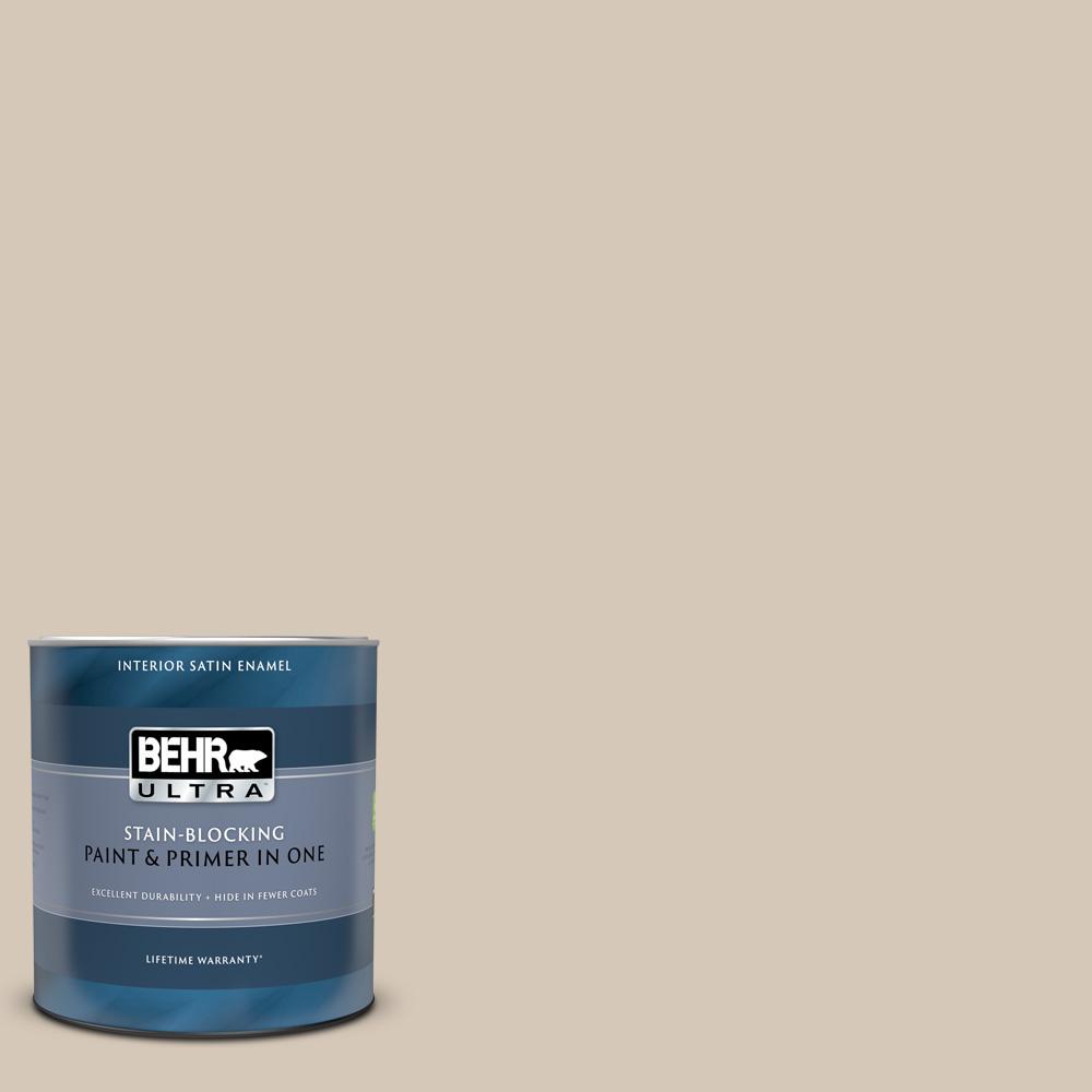 BEHR ULTRA 1 qt. #MQ3-10 French Beige Satin Enamel Interior Paint and ...