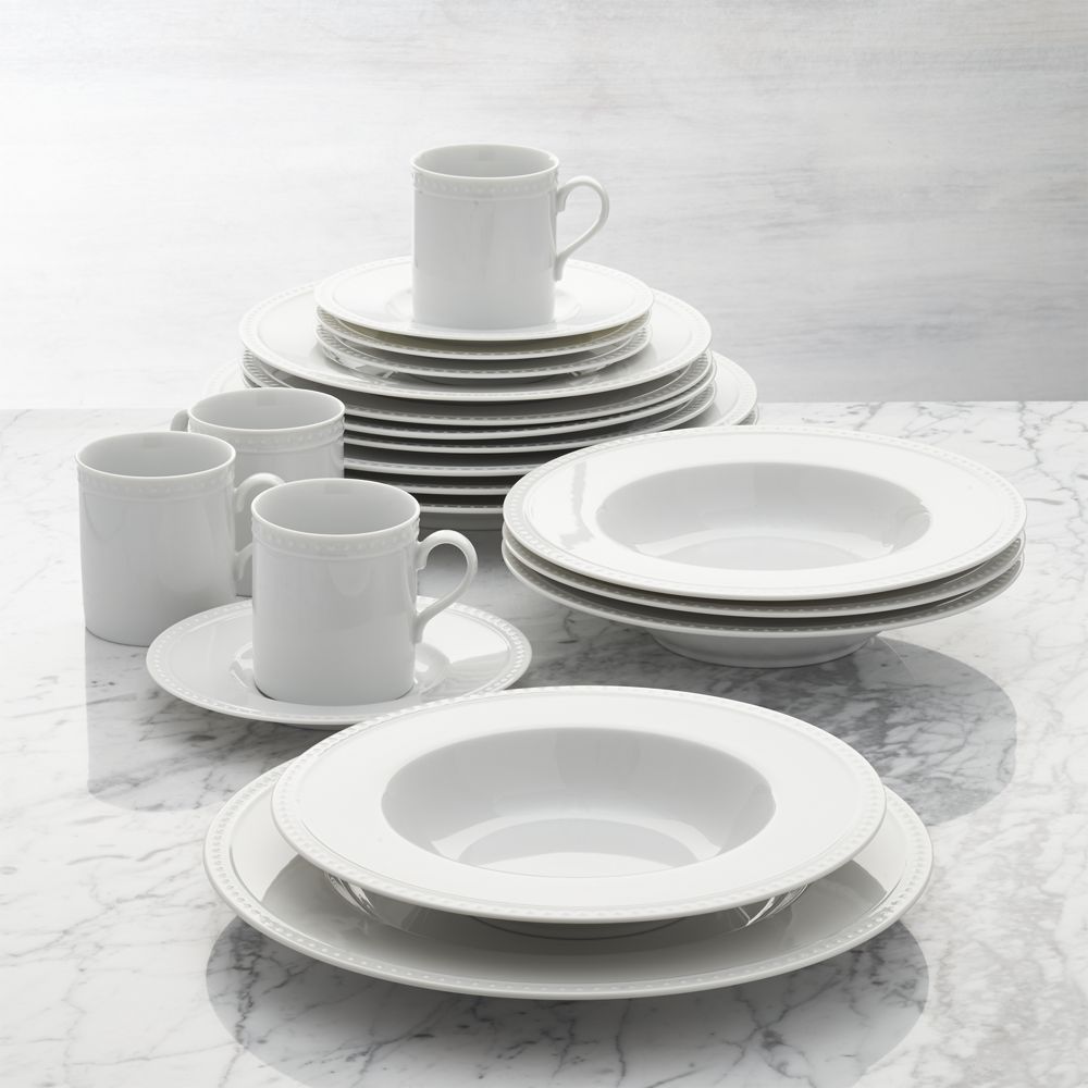Staccato White Porcelain 20-Piece Dinnerware Set - Crate and