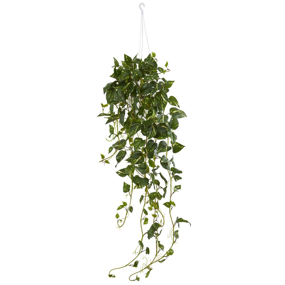 Pothos Hanging Basket Artificial Plant Home Depot