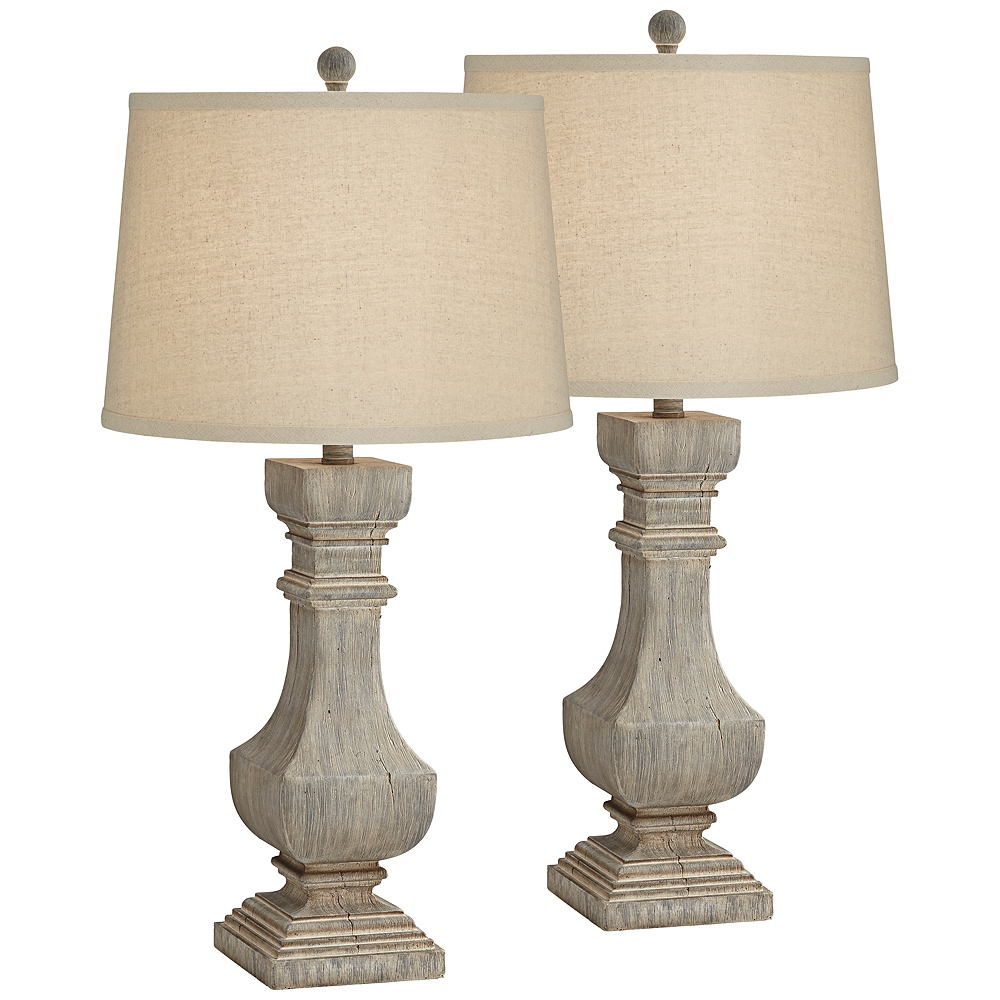 Wilmington Gray Wash Poly Wood Table Lamps Set of 2 Style 68R00