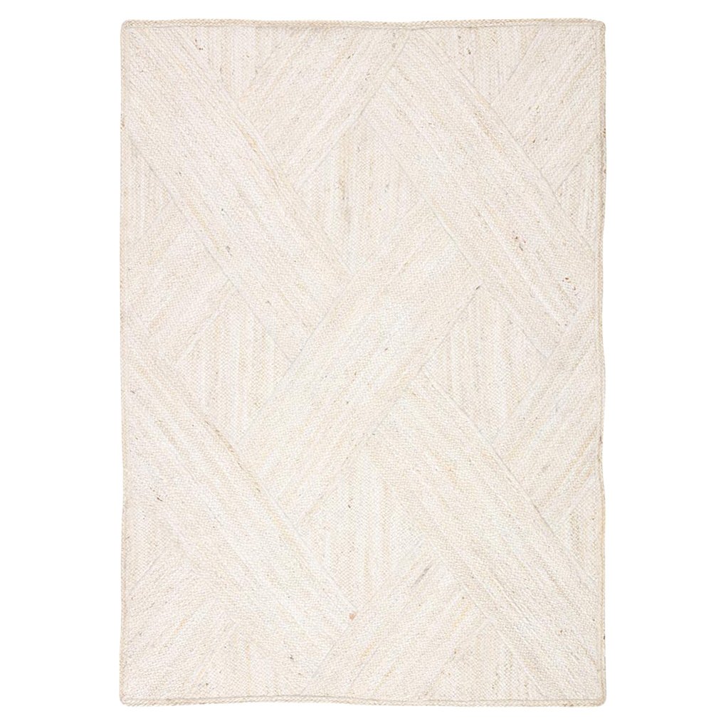 Rada Modern Classic y Ivory Diamond Pattern Jute Solid Rug 2x3