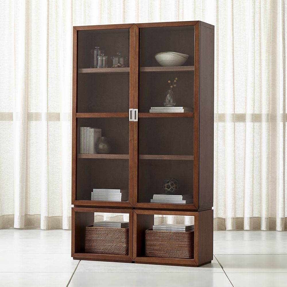 Aspect Walnut 4Piece Glass Door Storage Unit Crate and Barrel Havenly