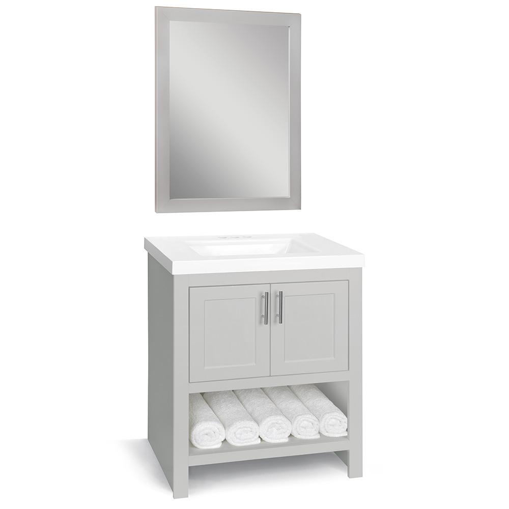 Glacier Bay Spa 30 In W X 1875 In D Bath Vanity Cabinet With Top In Dove Gray Home Depot Havenly