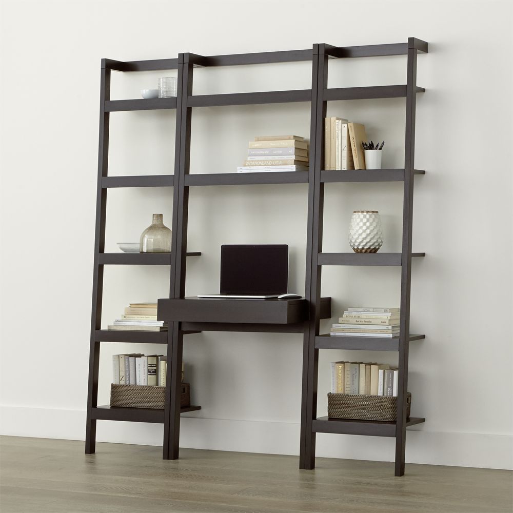 Sawyer Mocha Leaning Desk With Two 18 Bookcases By Crate And