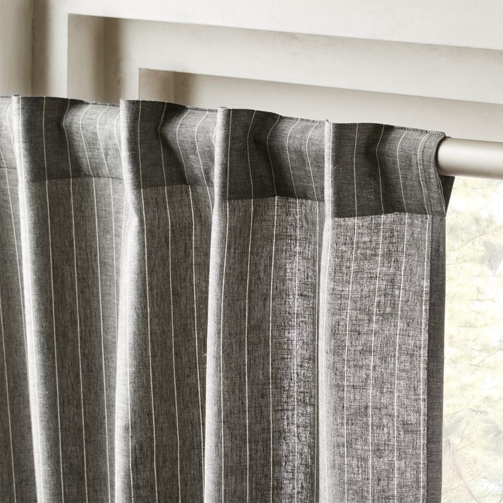 Pinstripe Grey/White Curtain Panel 48"x96" CB2 Havenly