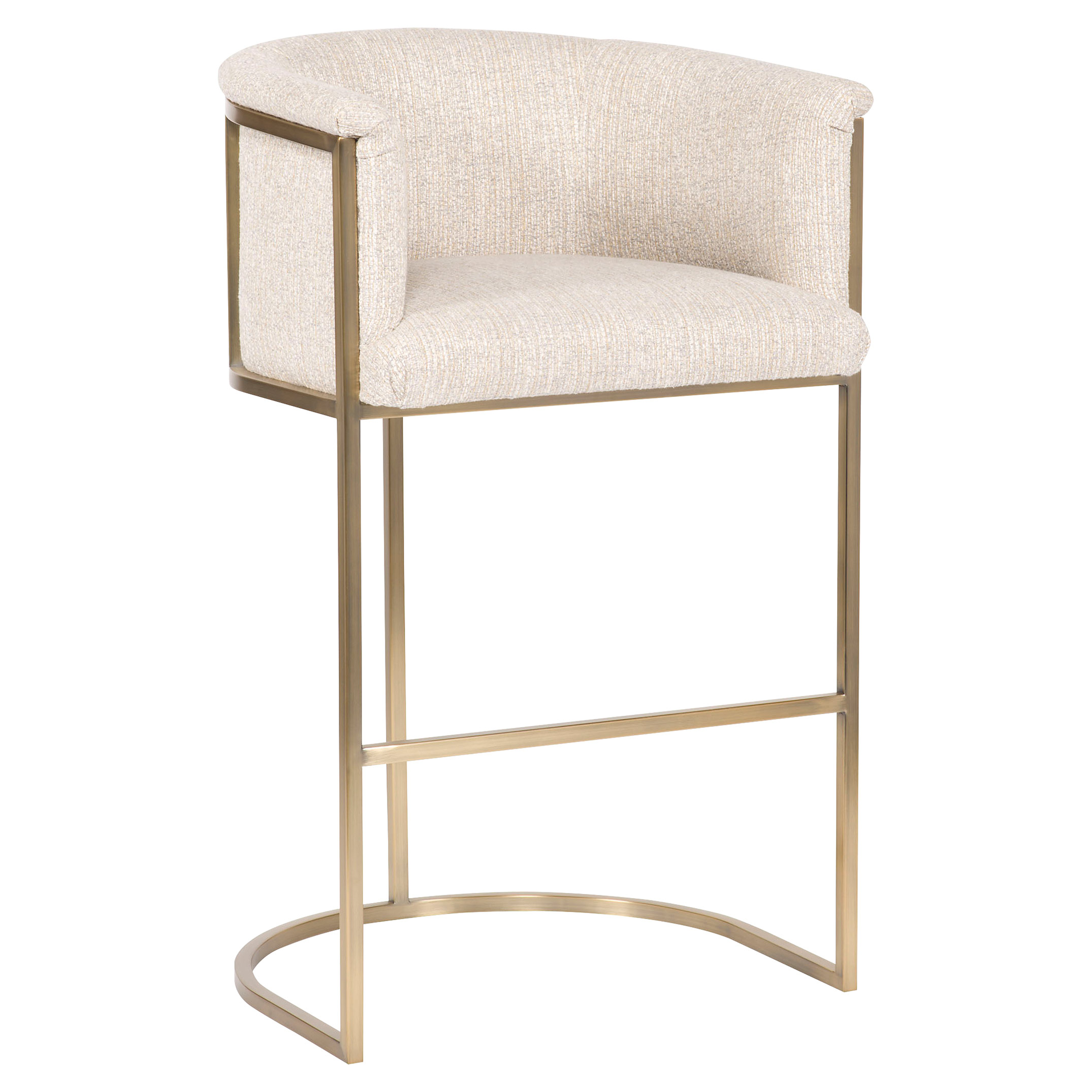 Vanguard Skye Modern Classic White Upholstered Brass Bar Stool Kathy