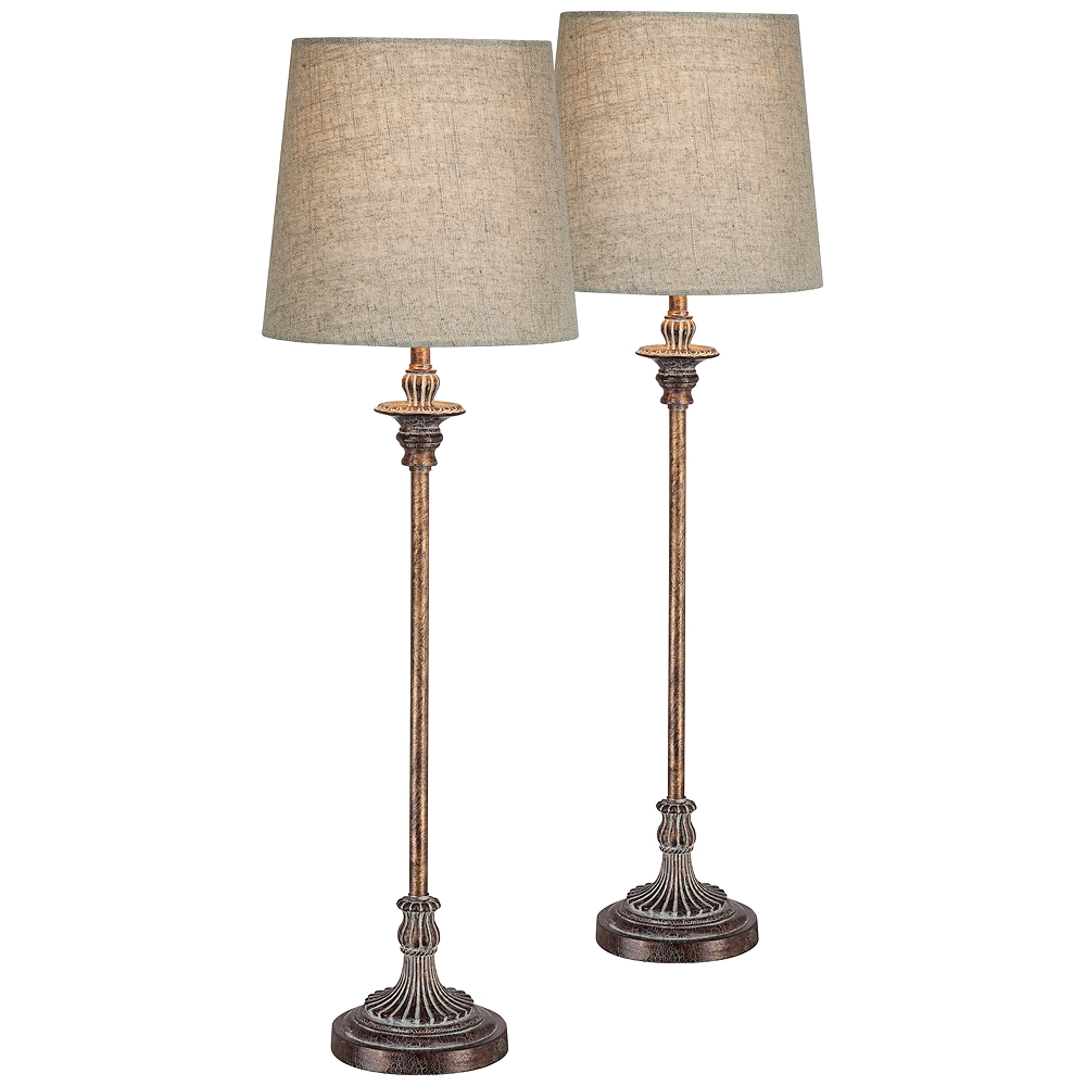 Bentley Weathered Brown Buffet Table, Old World Style Table Lamps