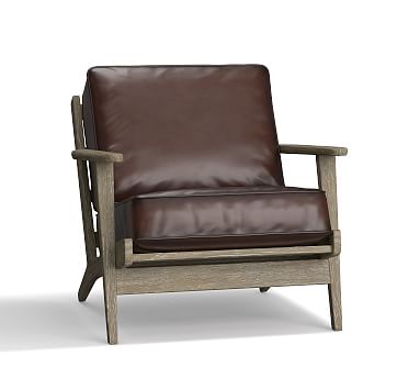 Raylan Leather Armchair with Brown Frame Down Blend Wrapped