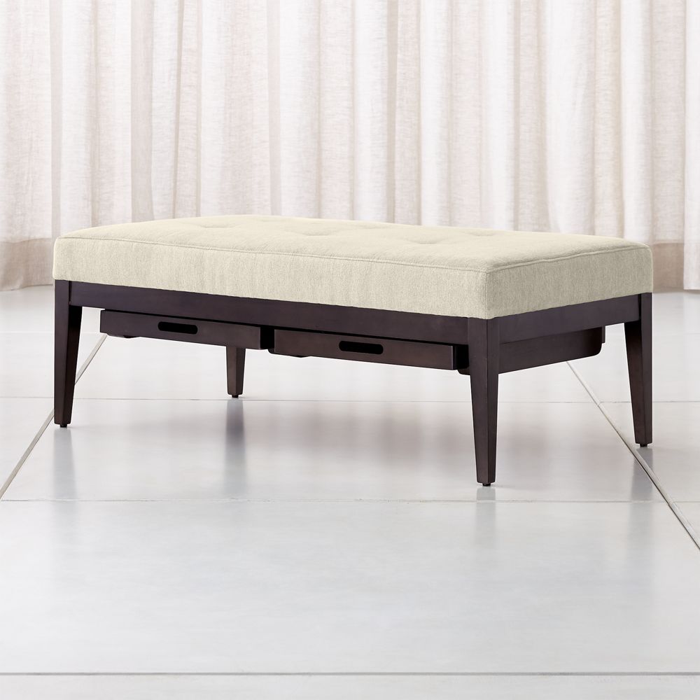 Nash Rectangular Tufted Ottoman with Tray Crate and Barrel Havenly