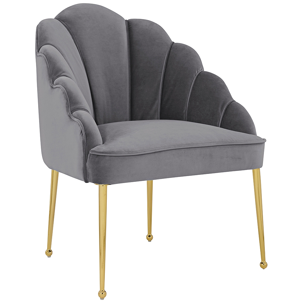 Daisy Petite Gray Velvet Channel Tufted Accent Chair Style 68X60