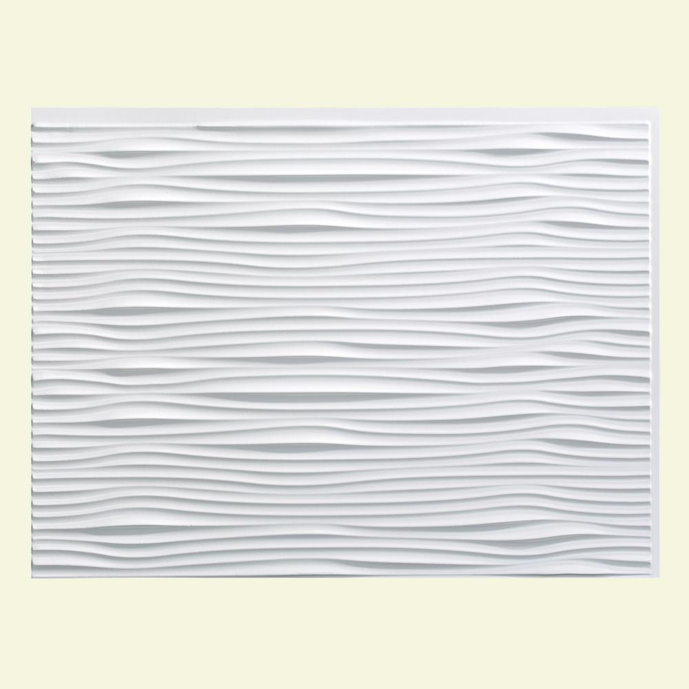 Waves 18 in. x 24 in. Gloss White Vinyl Decorative Wall Tile Backsplash
