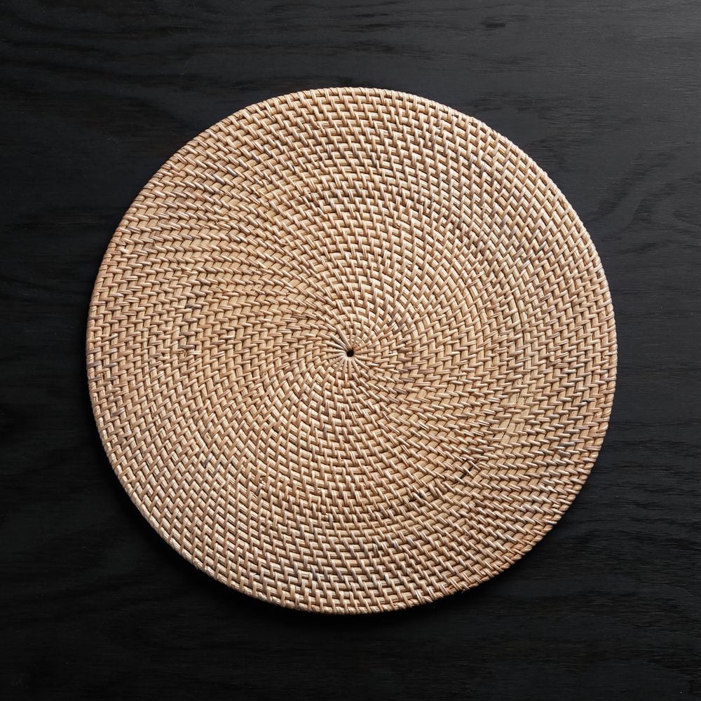 Artesia Round Rattan Sand Placemat Crate and Barrel Havenly