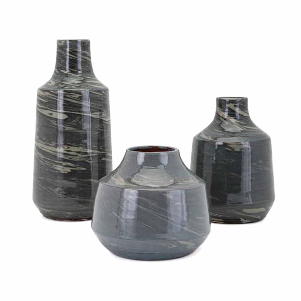 IMAX Stuart Green Vases (Set of 3) Home Depot