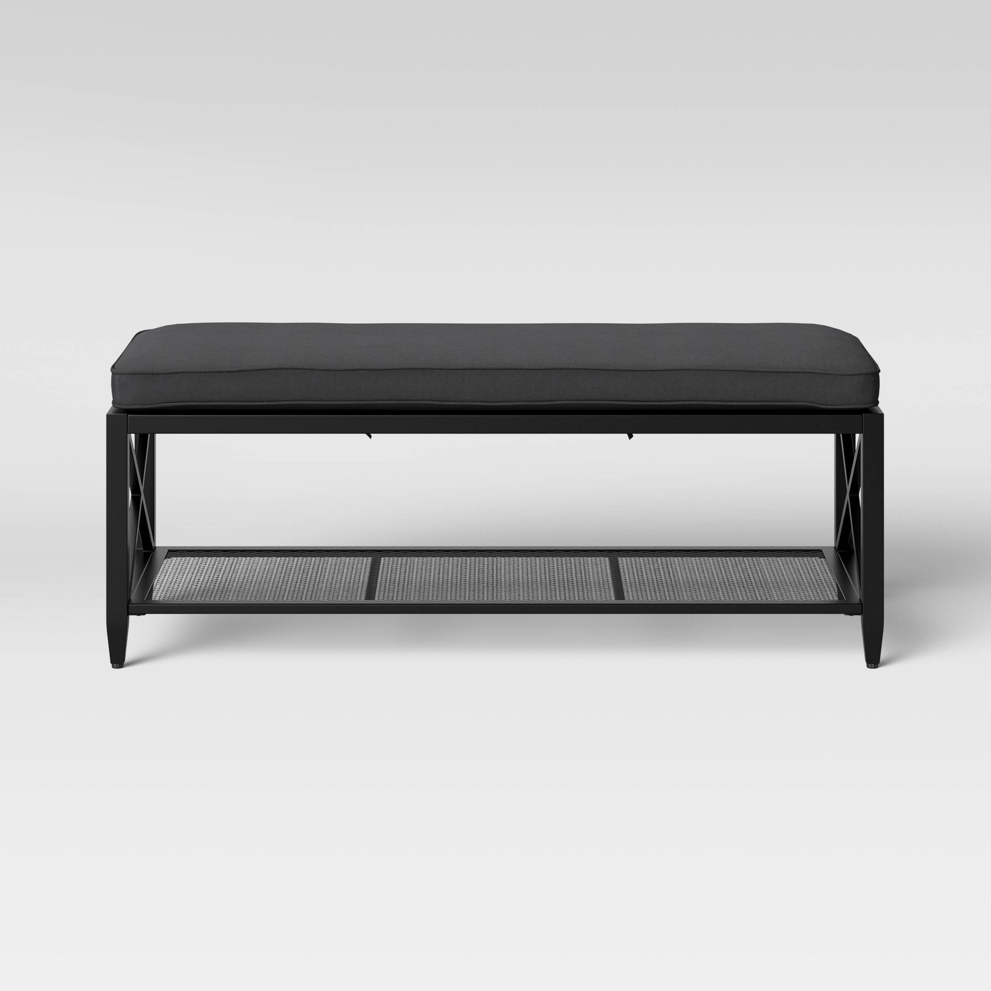 target black metal bench