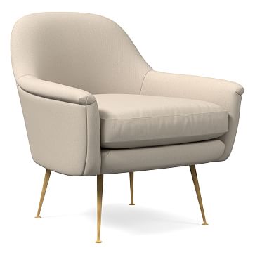 Phoebe Midcentury Chair, Poly, Performance Washed Canvas, Natural ...