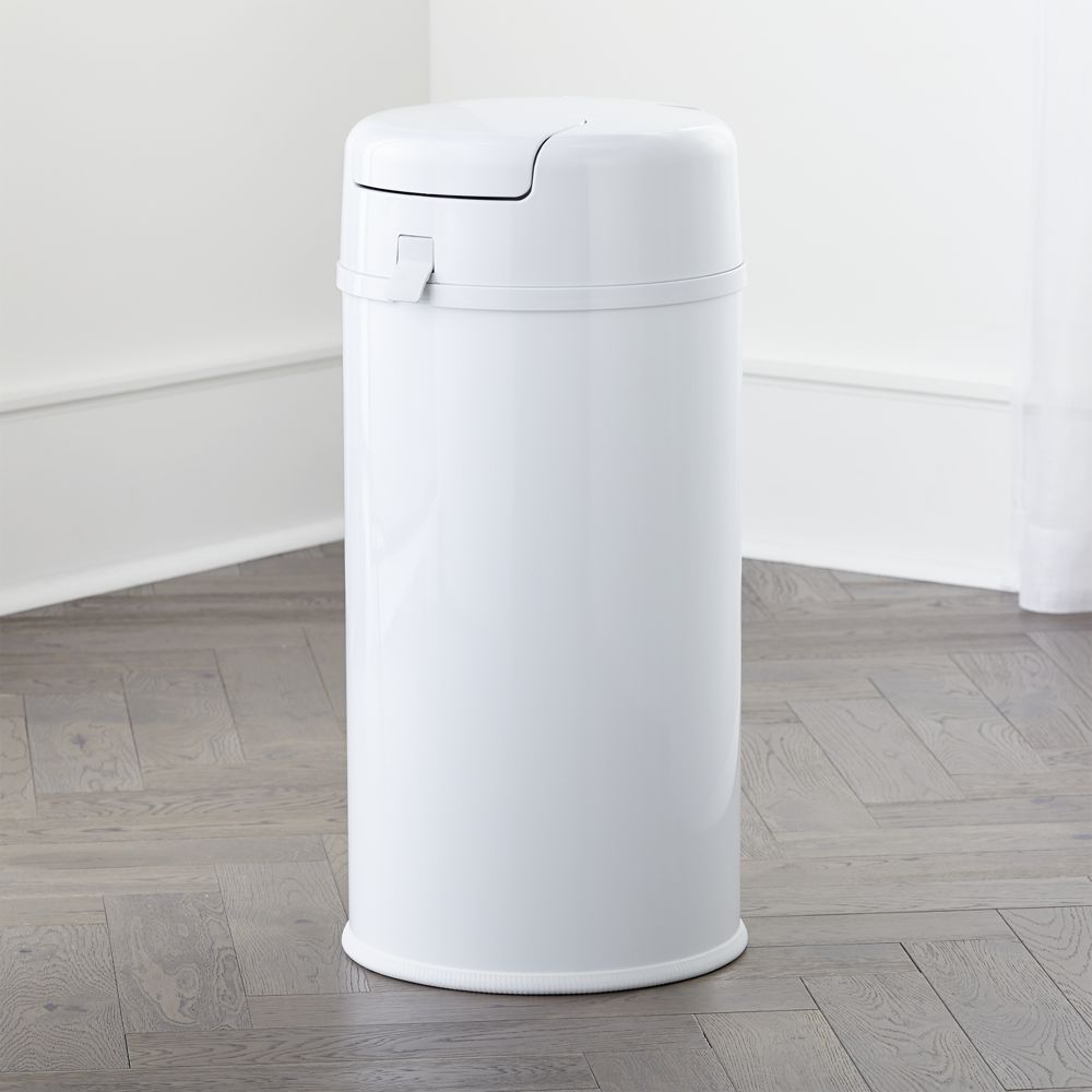White Bubula Diaper Pail Crate and Barrel Havenly