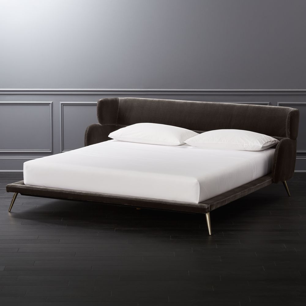 Lunar Velvet King Bed CB2 Havenly