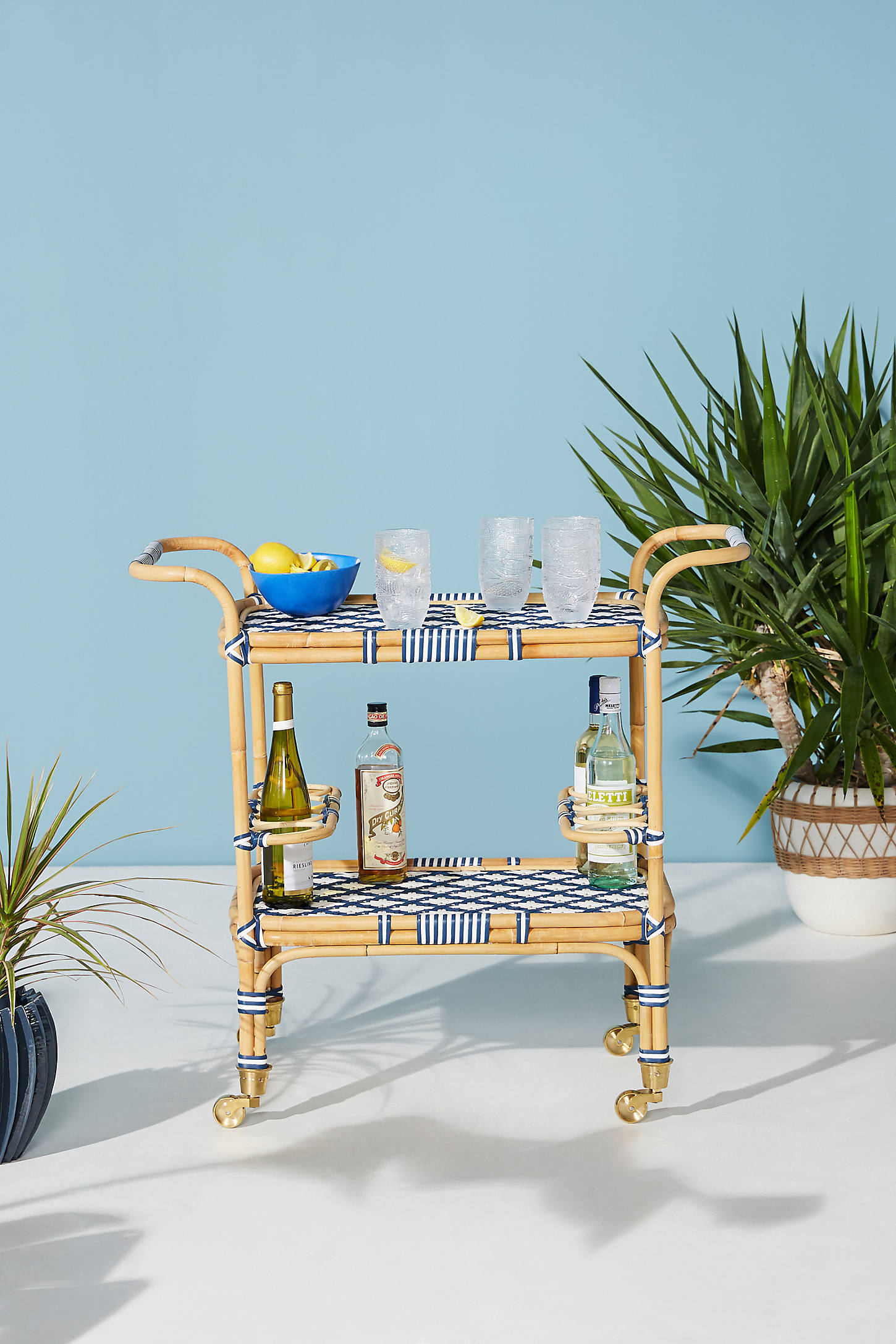outdoor serving cart with storage on Woven Bistro Indoor Outdoor Bar Cart Anthropologie