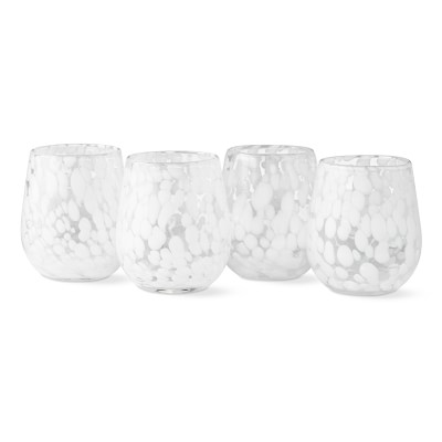 AERIN White Confetti Stemless Wine Glasses Set of 4