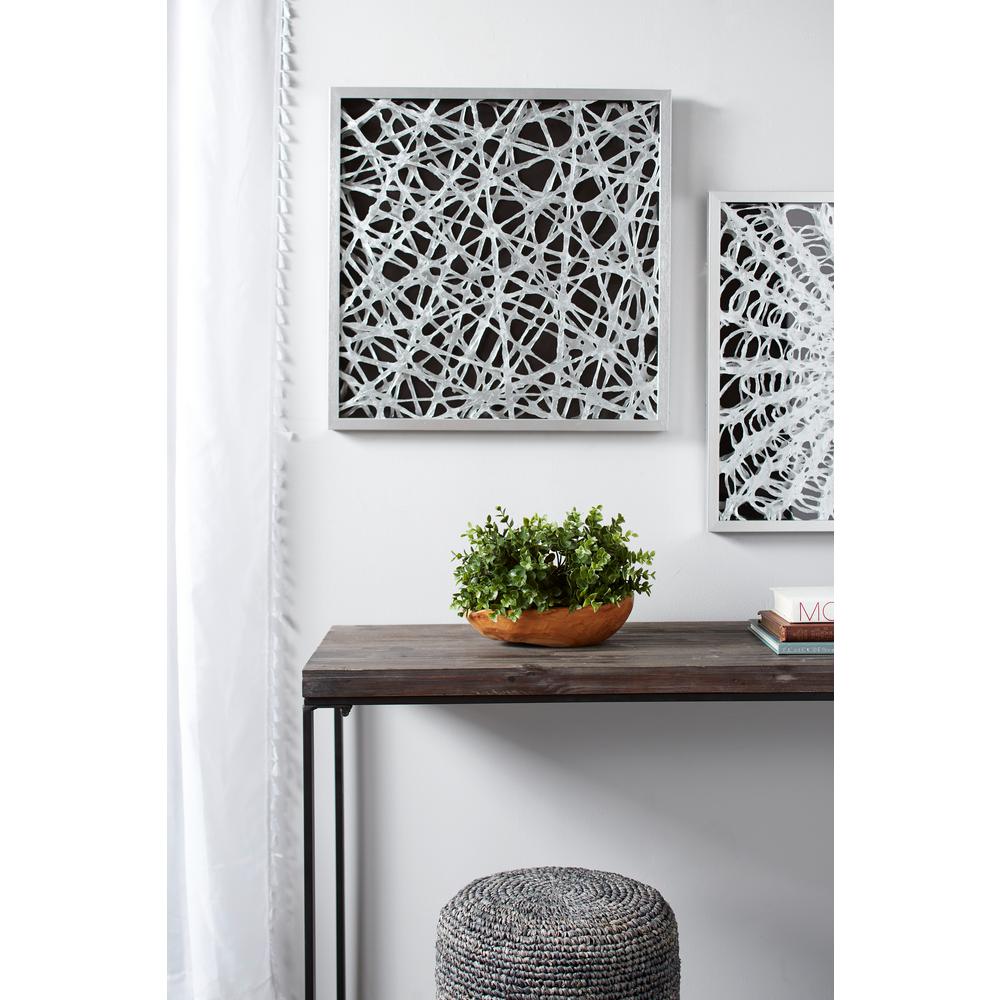 Litton Lane Large Square Modern Abstract Art Black and White Paper