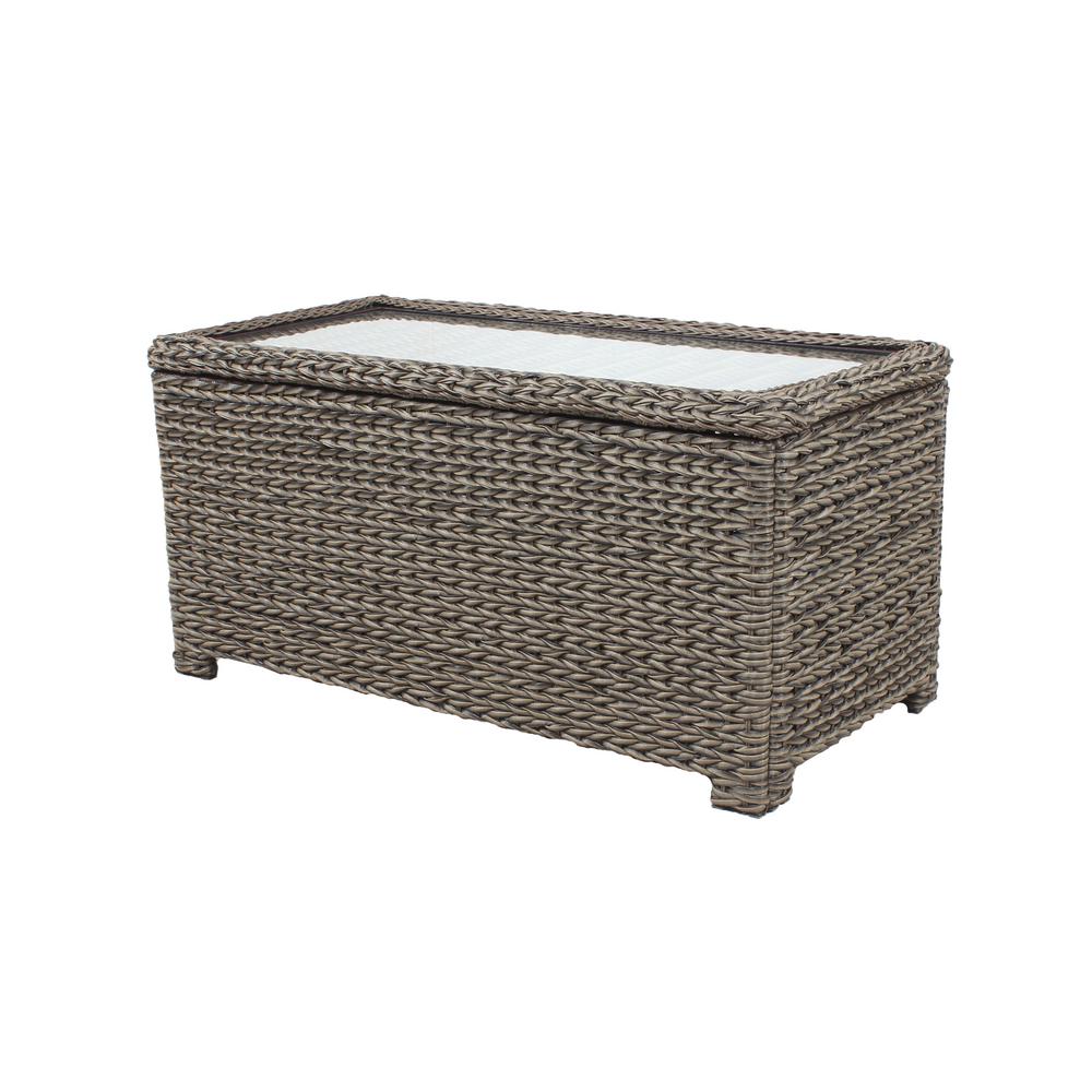 Hampton Bay Laguna Point 5 Piece Brown Wicker Outdoor Storage Coffee Table Box1 Of 2 Home Depot Havenly