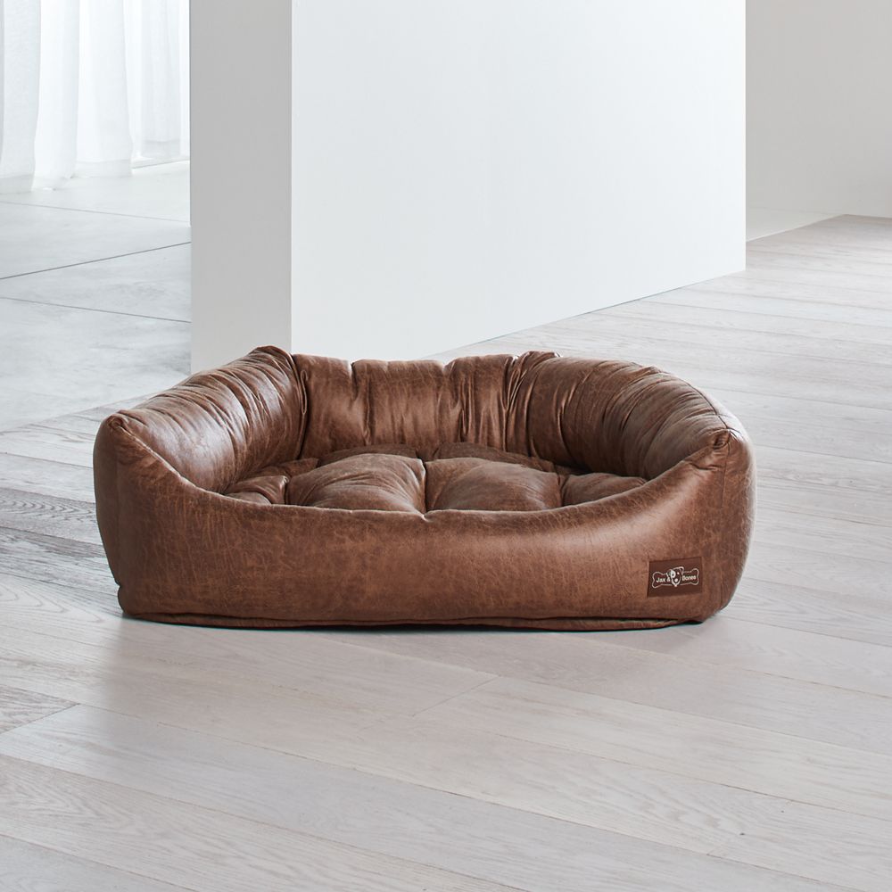 Napper Faux Leather Vintage Large Dog Bed - Crate and Barrel | Havenly