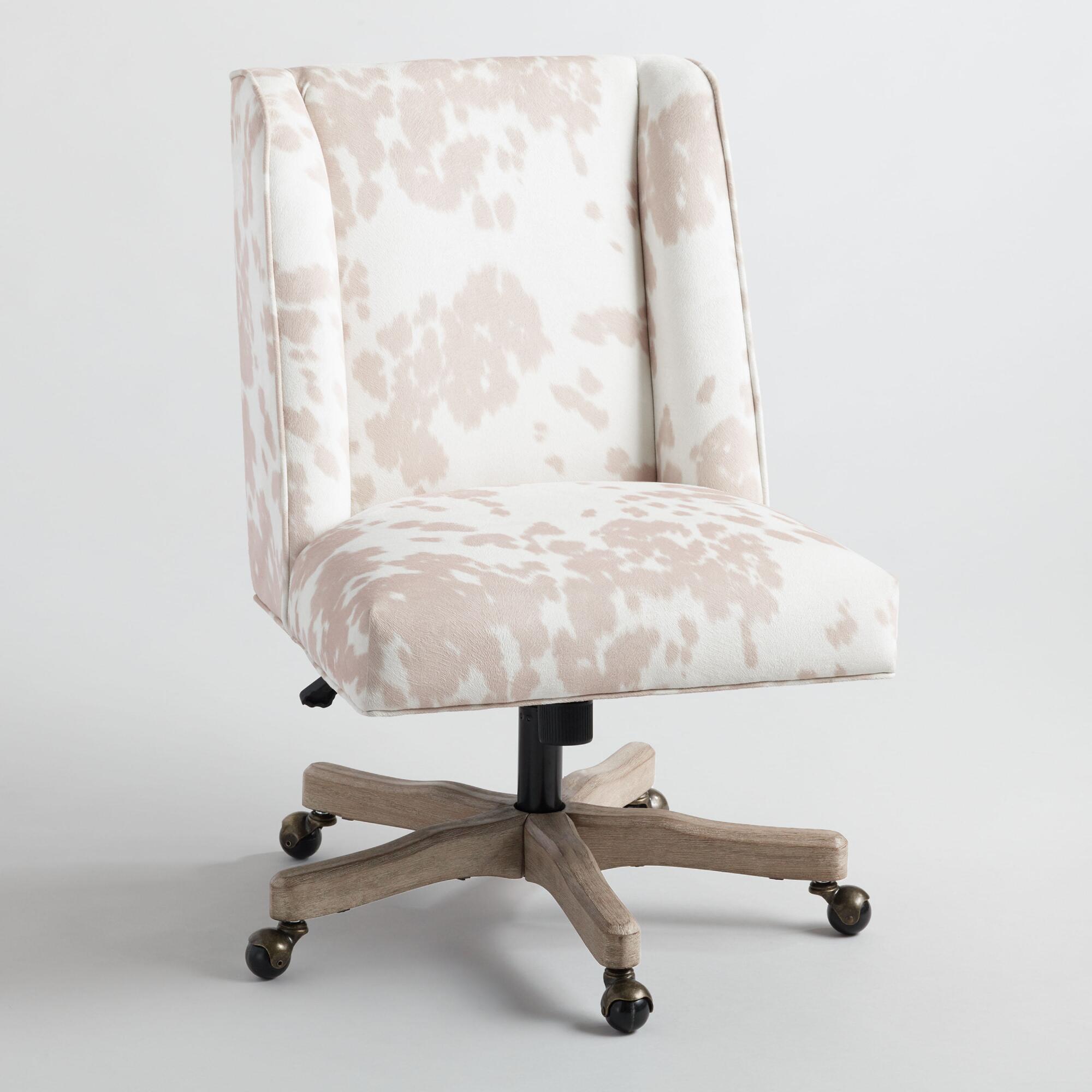 Beige Cowhide Ava Upholstered Office Chair by World Market