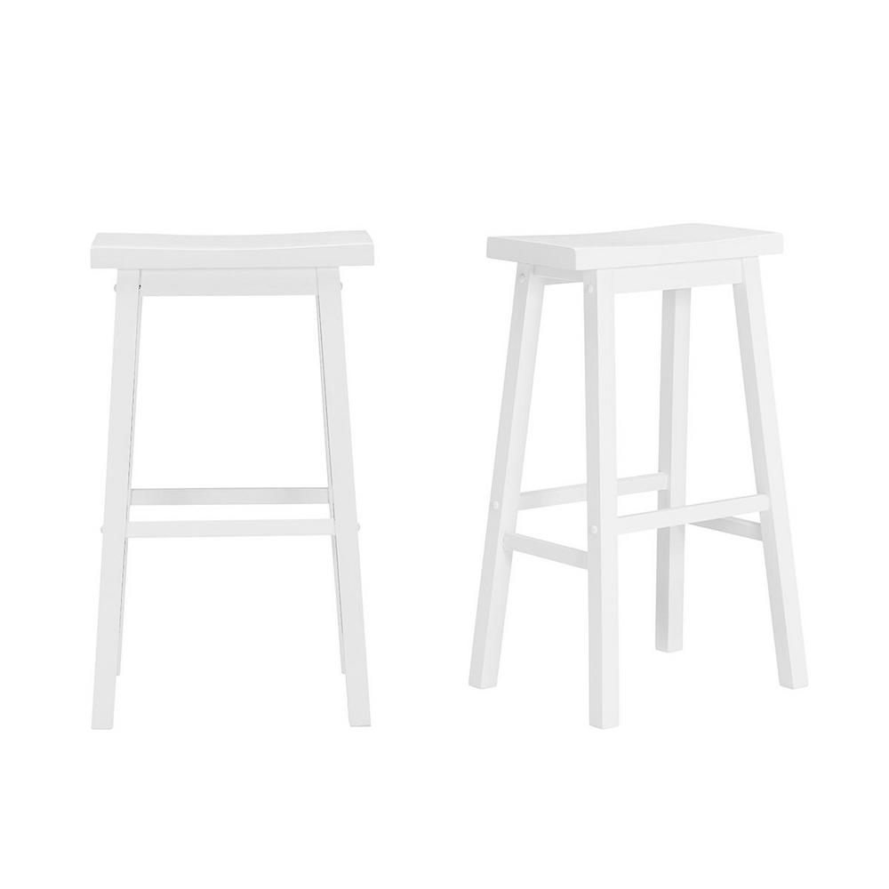 Stylewell Ivory Wood Saddle Backless Bar Stool Set Of 2 Home Depot