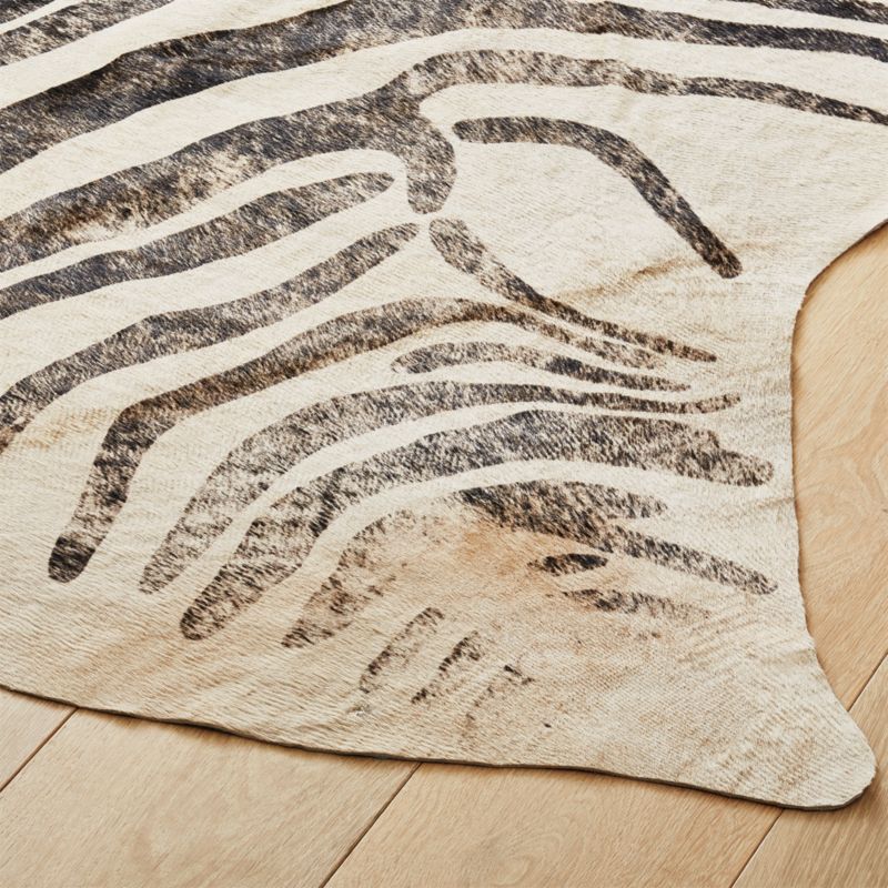 Distressed Zebra Hide Rug 5'x8' CB2 Havenly