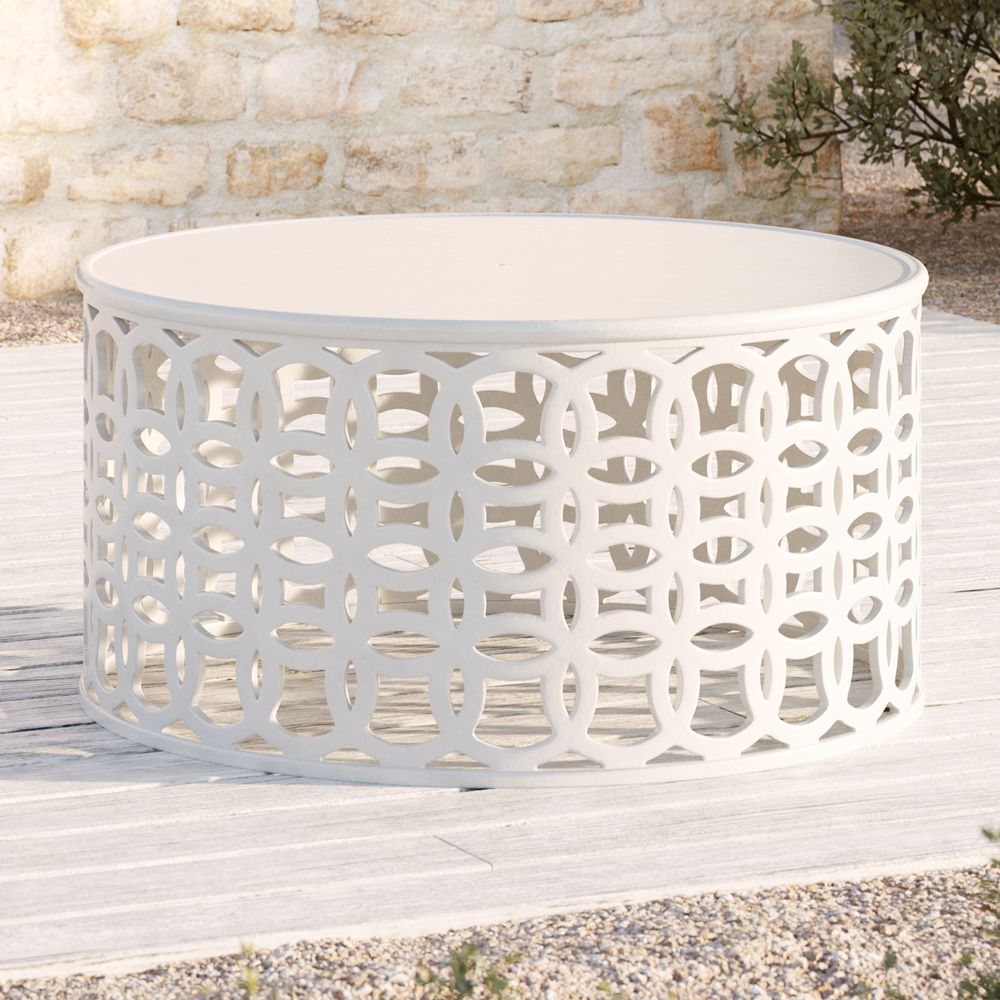 lattice circles white coffee table