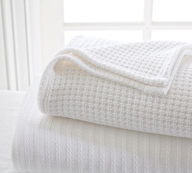 Sleepsmart TM Temperature Regulating Basketweave Blanket King Cal King White