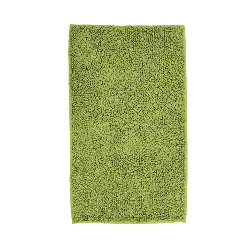 Chunky Loop Field Green 34 in. x 21 in. Cotton Rubber Backed Bath Rug