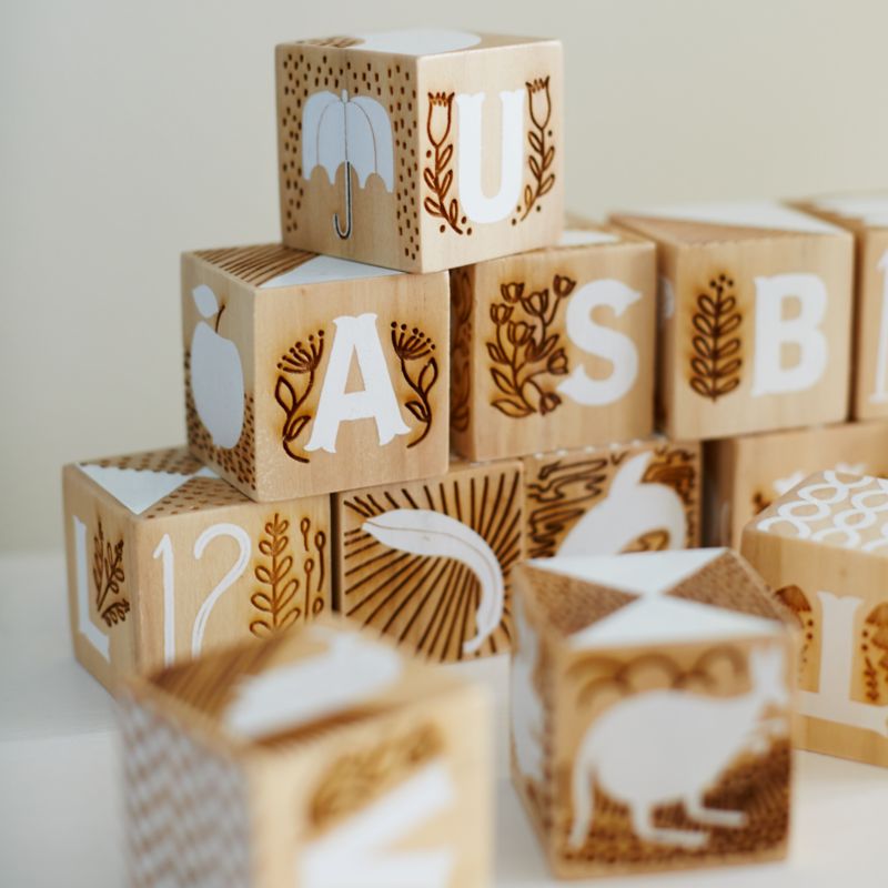 Etched Educational Keepsake Wooden Baby Blocks + Reviews | Crate & Kids