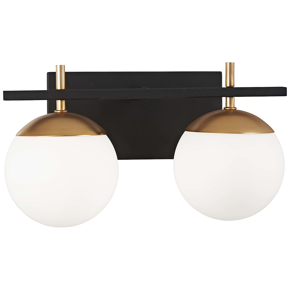 Alluria 8 1 2 High Black And Gold 2 Light Wall Sconce Style 56h28 Lamps Plus