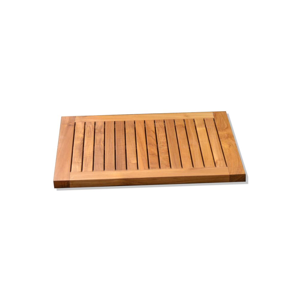 Tortuga Outdoor Teak Wood Indoor and Outdoor Shower Mat Home Depot