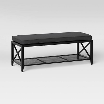 target black metal bench