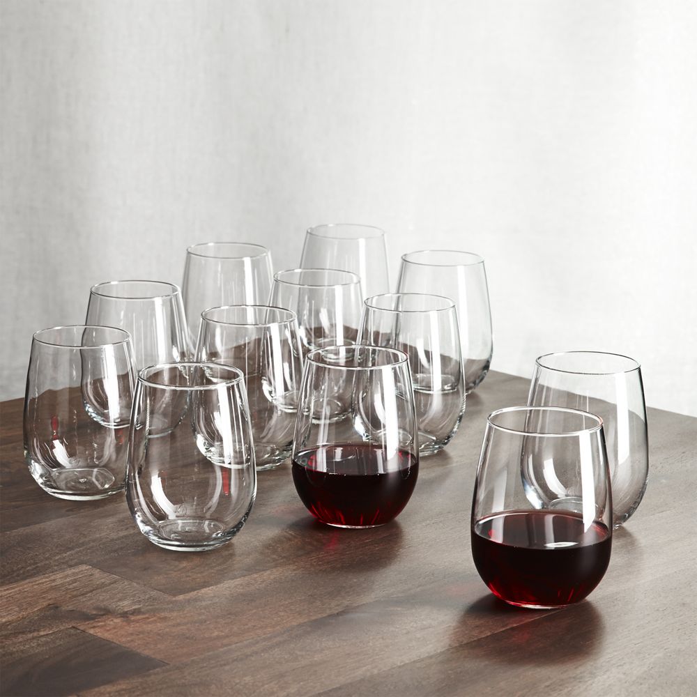 Aspen 17Oz. Stemless Wine Glasses, Set of 12 Crate and Barrel Havenly