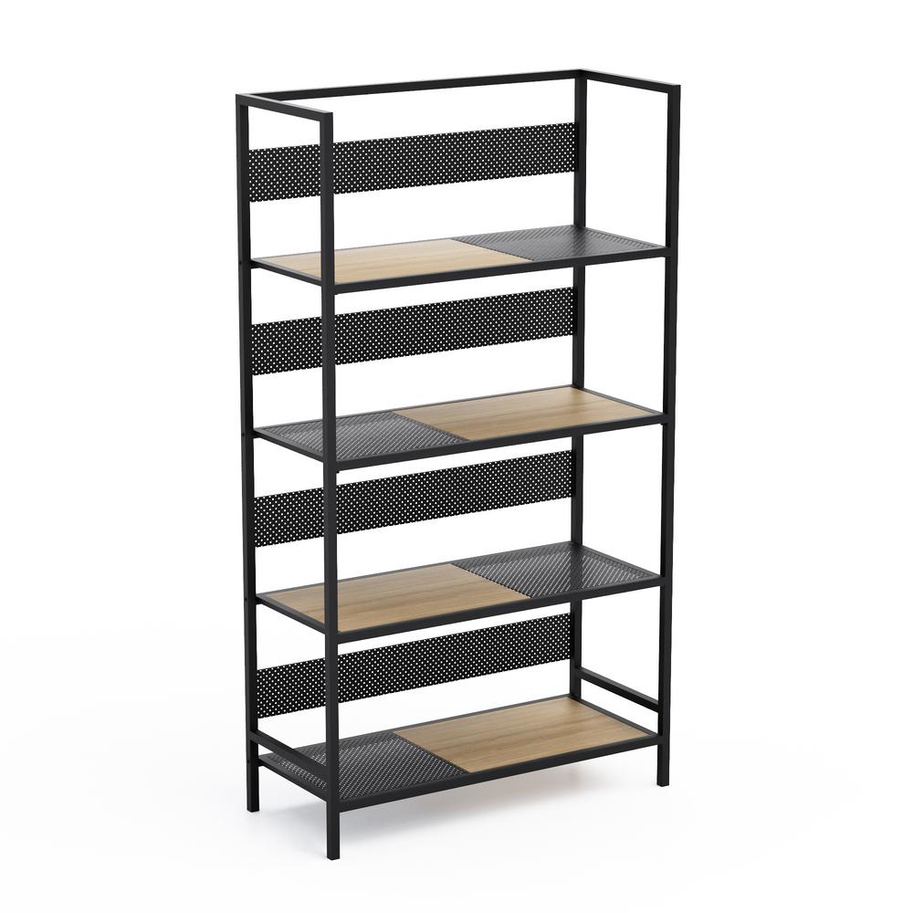 Doheny Black/Maple (Black/Brown) 4Tier Folding Shelf Home Depot