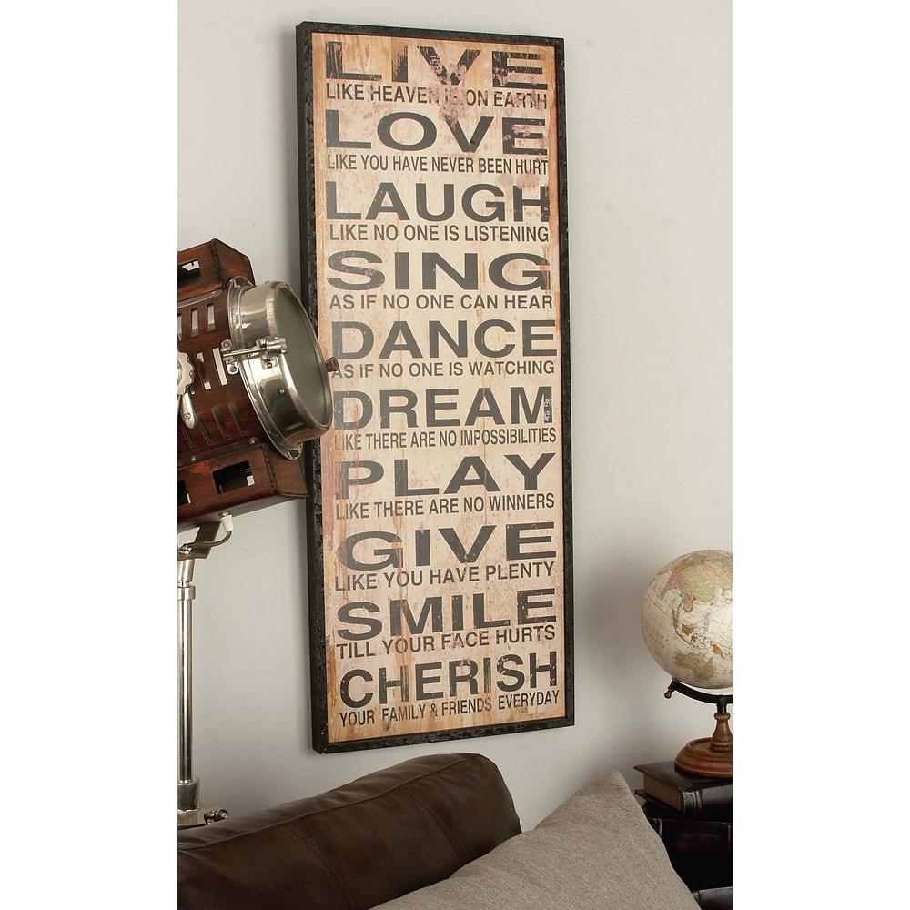 40 in. x 16 in. Inspirational Quote Wall Panel in Distressed MDF, Black ...