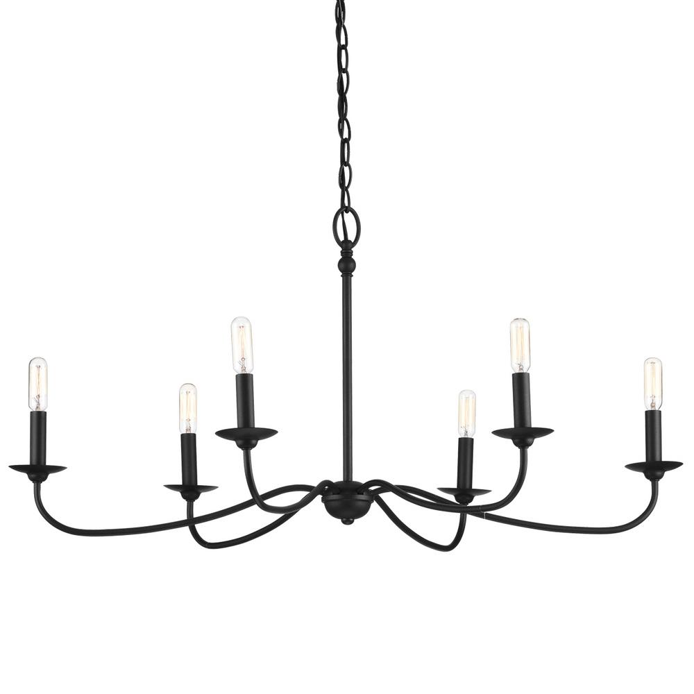Progress Lighting Pacolet 6-Light Textured Black Chandelier - Home